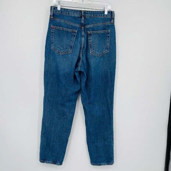 BDG Women's Slim Straight Baggy Jeans Size 30 Ripped High Rise Button Fly Blue - Picture 2 of 9